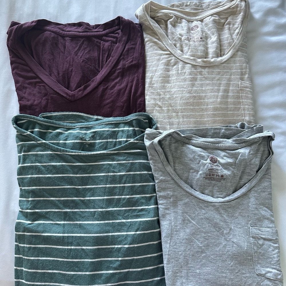 Set of Four Striped and Solid T-Shirts